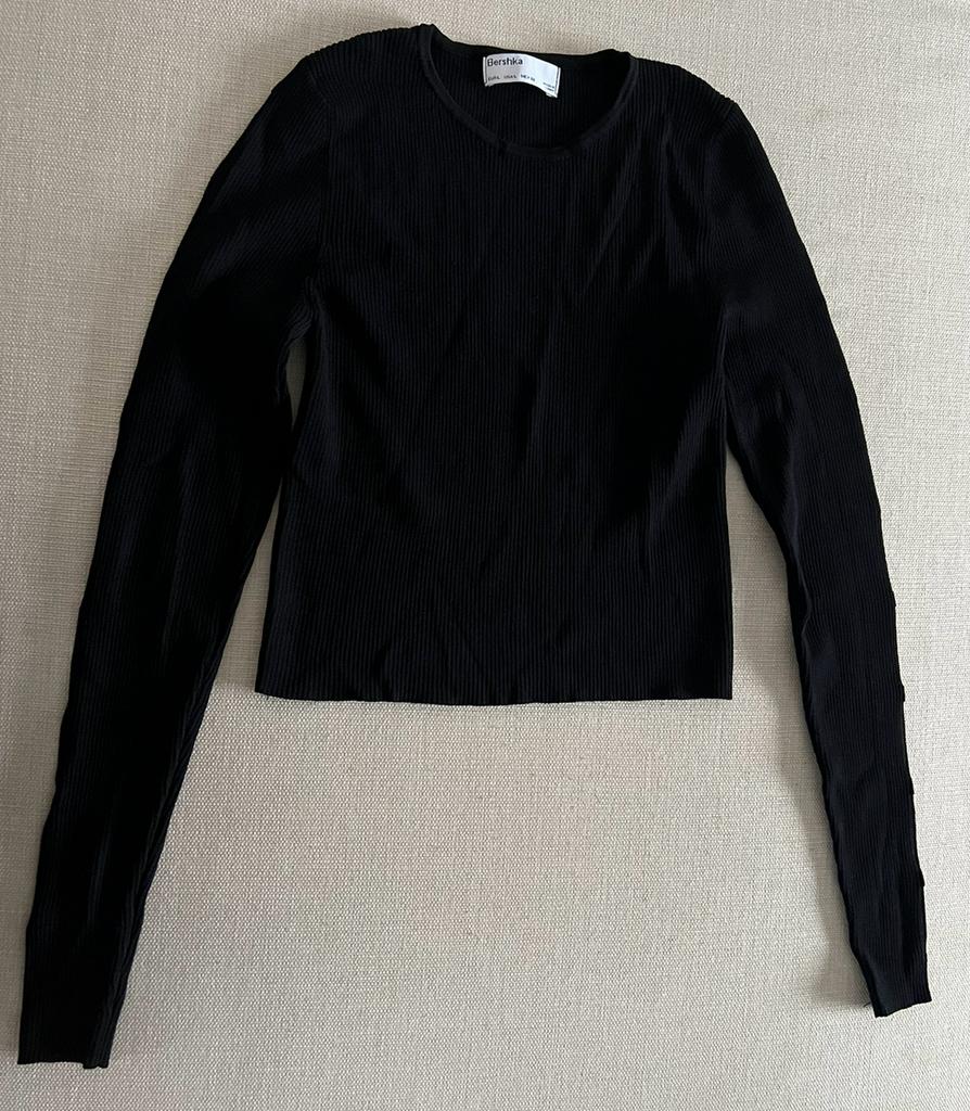 Blouse Bershka taille L, Zwart, Maat 42/44 (L), Zo goed als nieuw, Bershka
