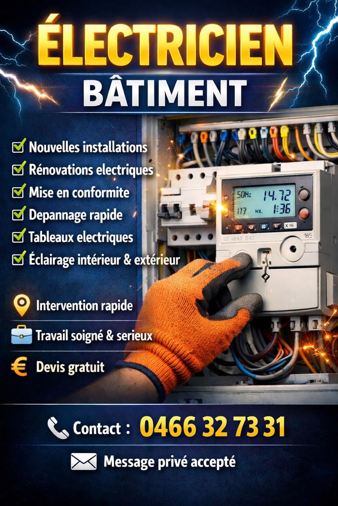 Electricien sur Liege, Vacatures, Vacatures | Elektriciens, 33 - 40 uur, Vanaf 1 jaar, Freelance of Uitzendbasis, Geschikt als bijbaan