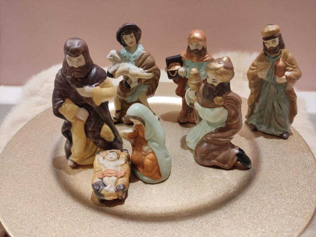 Set vintage kerstfiguren in biscuit, Diversen, Kerst, Ophalen of Verzenden, Zo goed als nieuw