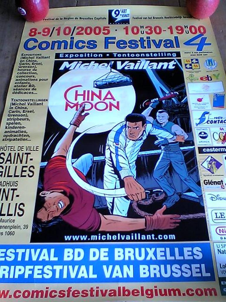 MICHEL VAILLANT China Moon POSTER et FLYERS Festival BD BXL, Collections, Enlèvement ou Envoi, Neuf, Rectangulaire vertical, Publicité