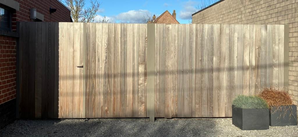 Dubbele manuele draaipoort met vast stuk rechts, Ophalen, 200 cm of meer, Nieuw, 200 cm of meer