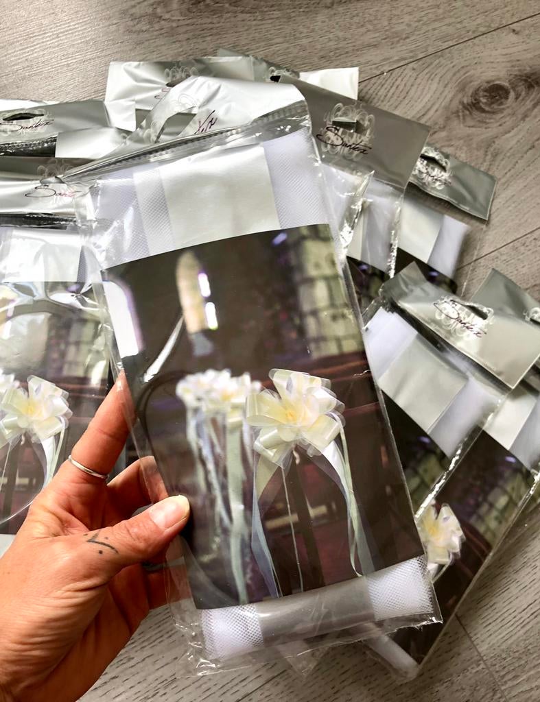 15 noeud ruban gri argent Deco chaise mariage baptême église, Nieuw, Versiering