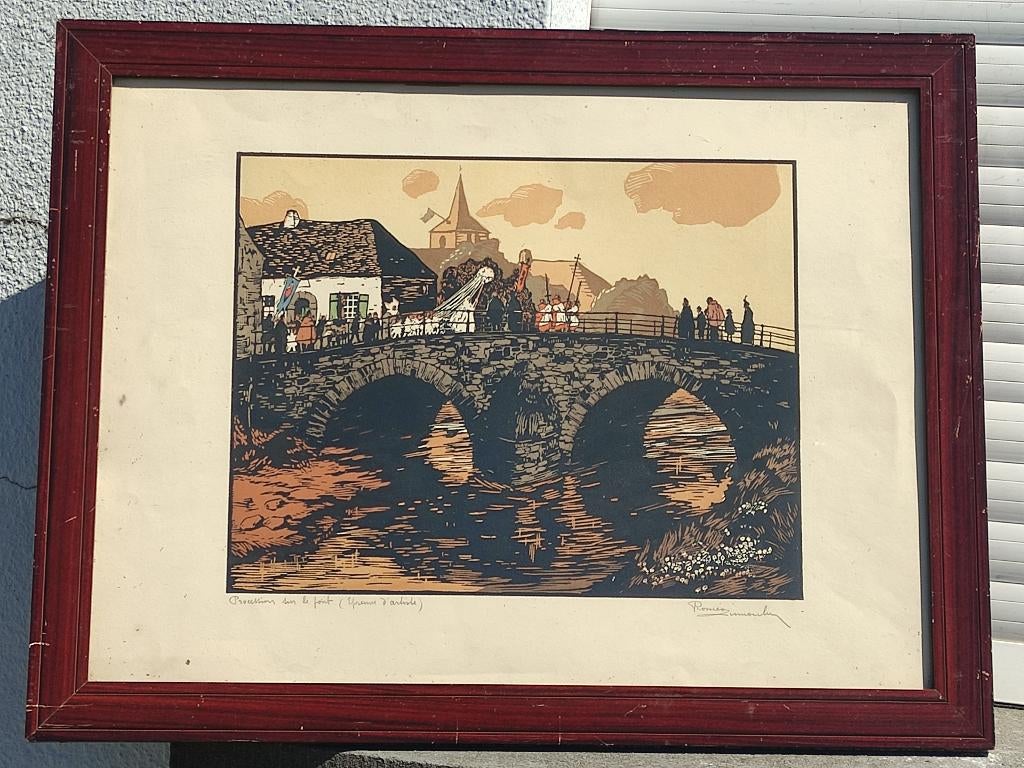 lithographie epreuve d artiste signe romeo dumoulin, Antiquités & Art, Enlèvement ou Envoi