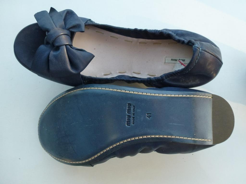 ballerinas Miu Miu platte schoenen peeptoes, Miu Miu, Blauw, Zo goed als nieuw, Ballerina's