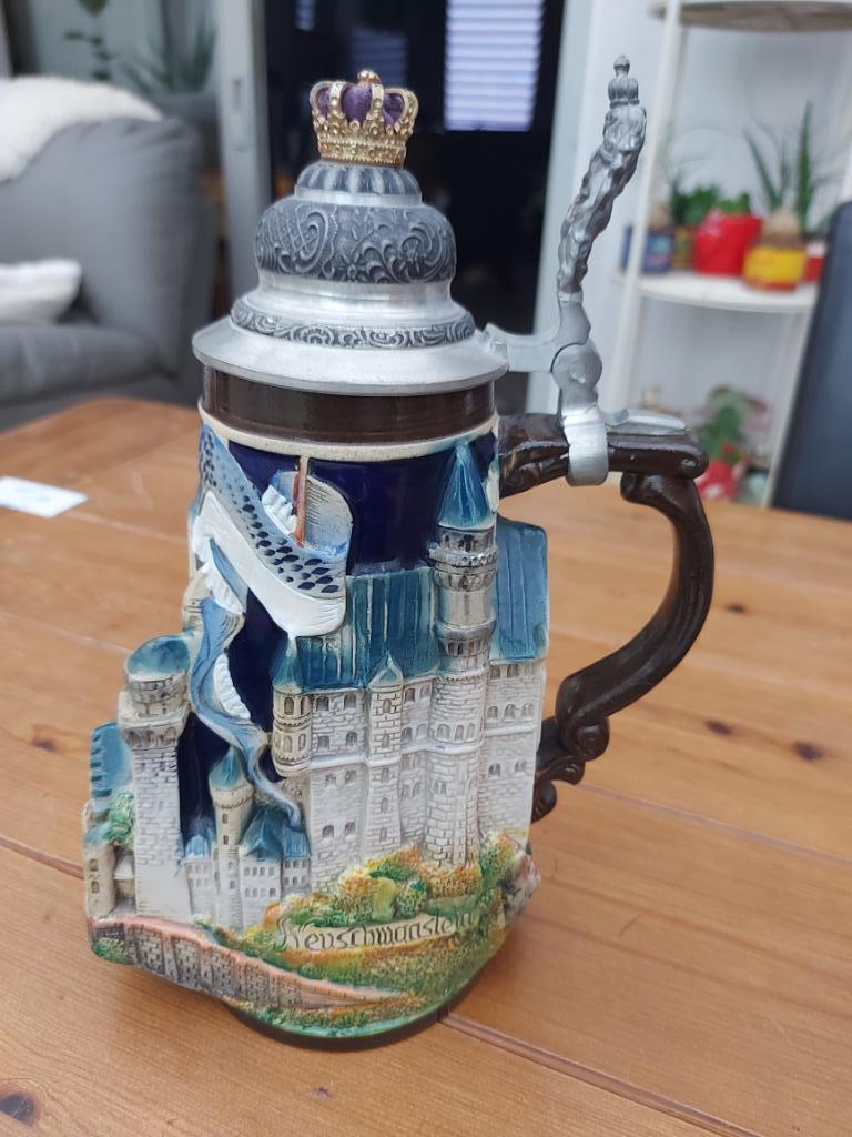 Vintage Newschwanstein Bayern 3D Bierpul of beker, Enlèvement ou Envoi