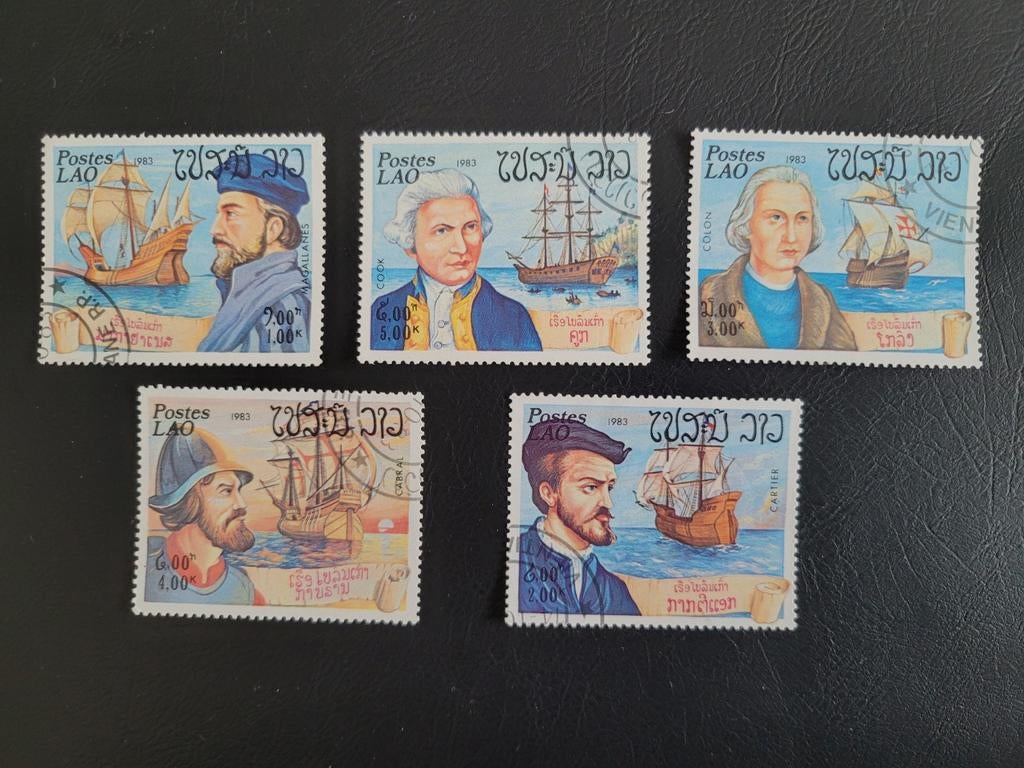 Postzegels Laos ontdekkingsreizigers, Enlèvement ou Envoi, Affranchi