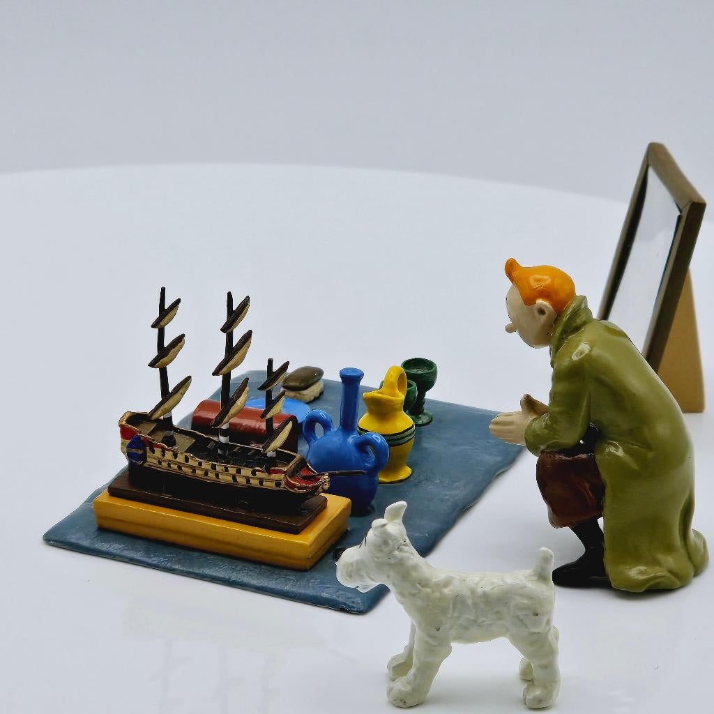 Tintin Milou marché aux puces - HERGÉ : Moulinsart Plomb, Collections, Enlèvement, Comme neuf