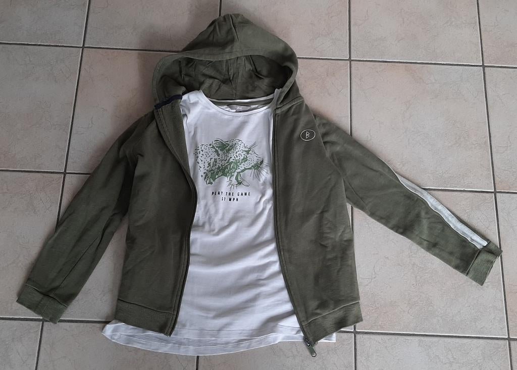 Wit T-shirt poema en bijhorend groen hoodievest maat 146 JBC, Kinderen en Baby's, Ophalen of Verzenden, Zo goed als nieuw, JBC.