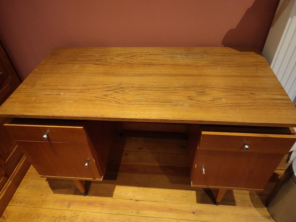 bureau vintage double caisson, Maison & Meubles, Enlèvement, Utilisé, Bureau