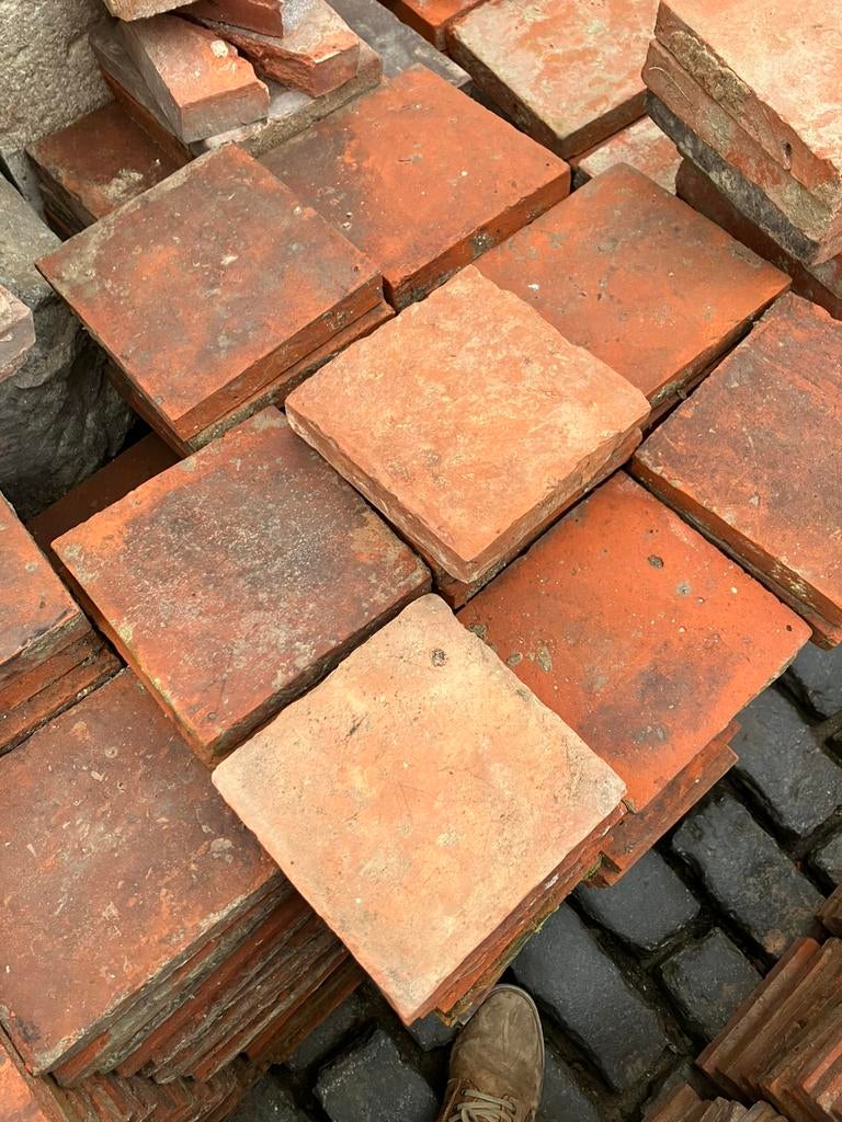 Lot antieke terracotta tegels Voor info BELLEN 0474220705, Antiek en Kunst, Ophalen