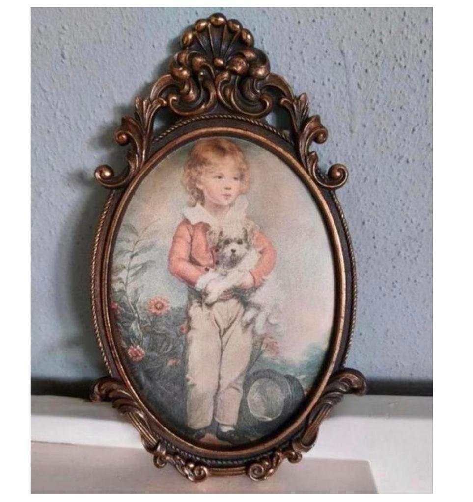 1960 Tableau ancien classique dans un cadre en bronze enfant, Enlèvement ou Envoi