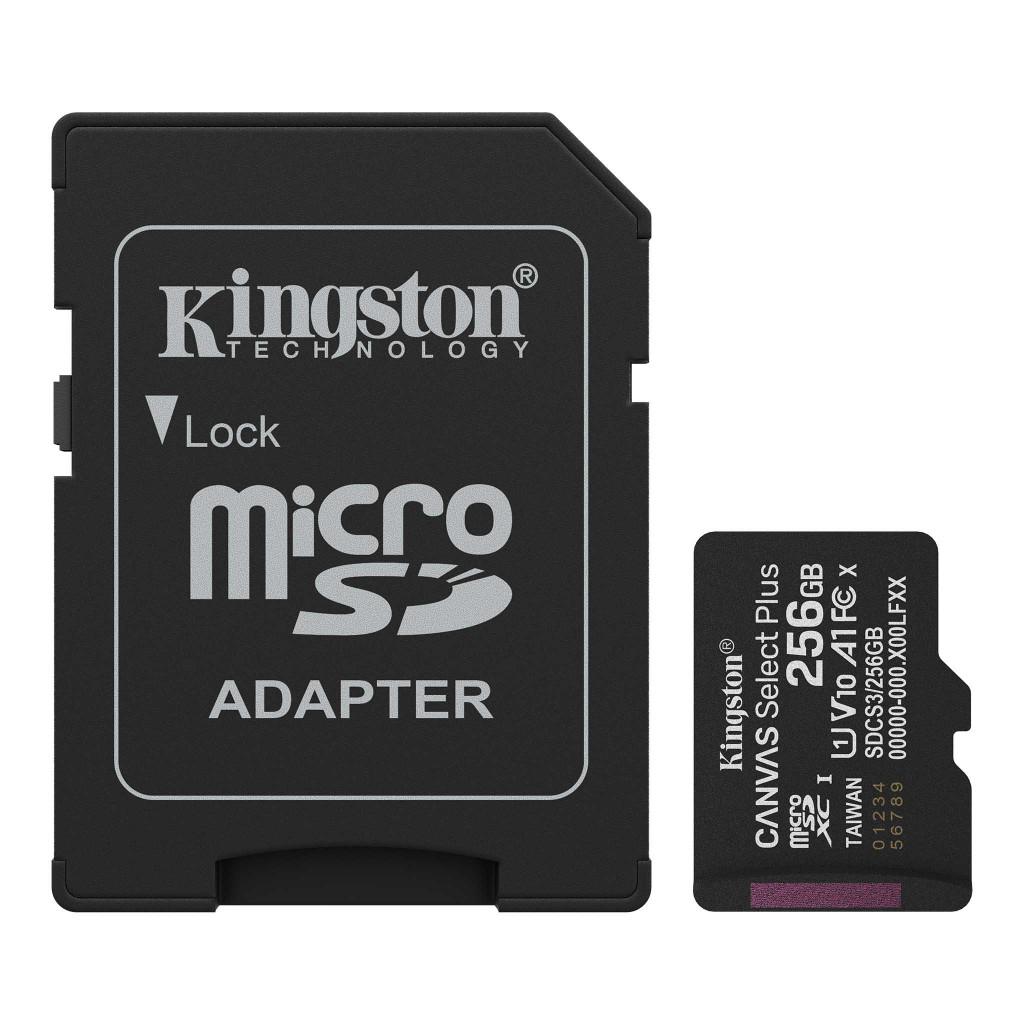 Kingston Canvas Select Plus microSD 256GB + Adapter, Audio, Tv en Foto, Foto | Geheugenkaarten, Kingston, Nieuw, Ophalen of Verzenden