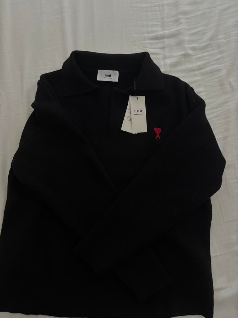 Ami longsleeve polo, Ophalen of Verzenden, Zo goed als nieuw, Maat 48/50 (M), Zwart