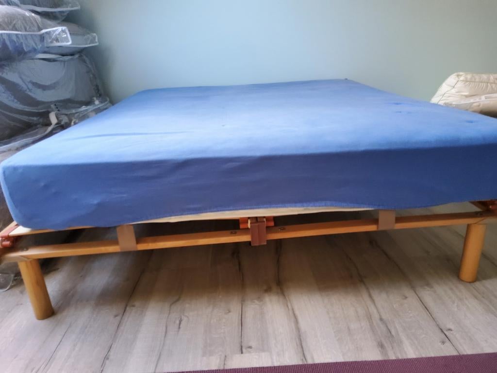 Lattenbodem met matras 1m60 op 1m80, Ophalen, Gebruikt, Tweepersoons, 190 cm of minder