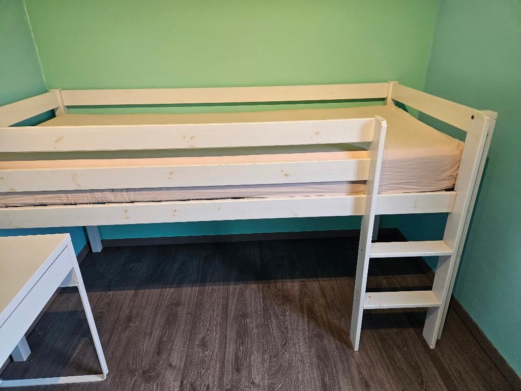 Lit mezzanine, bureau et armoire, blanc, Maison & Meubles, Chambre à coucher | Chambres à coucher complètes, Enlèvement, Utilisé