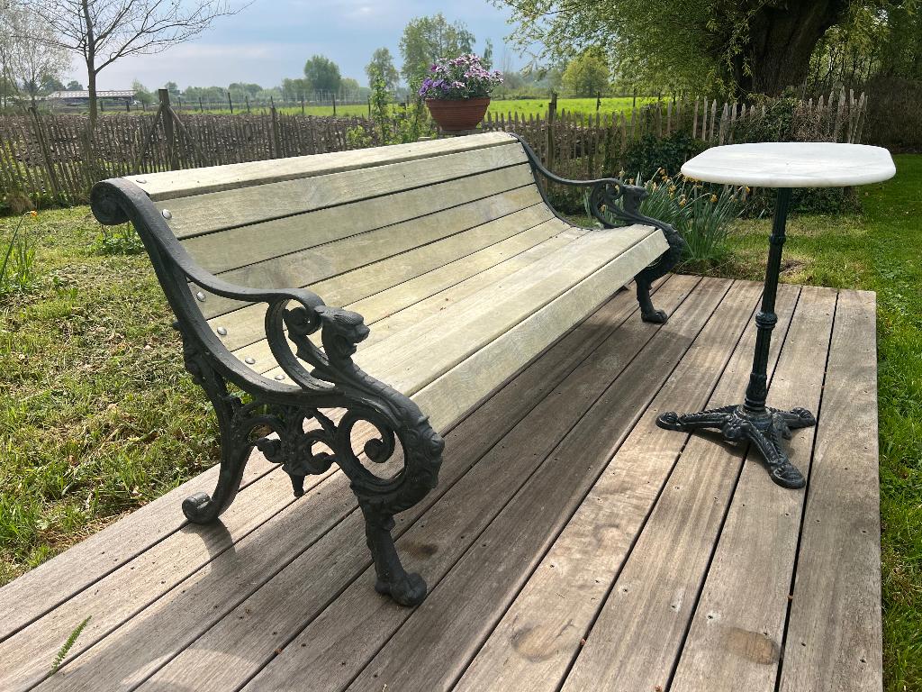 Gietijzeren parkbank / tuinbank - gerenoveerd, Tuin en Terras, Tuinbanken, Ophalen, Gebruikt, Overige materialen