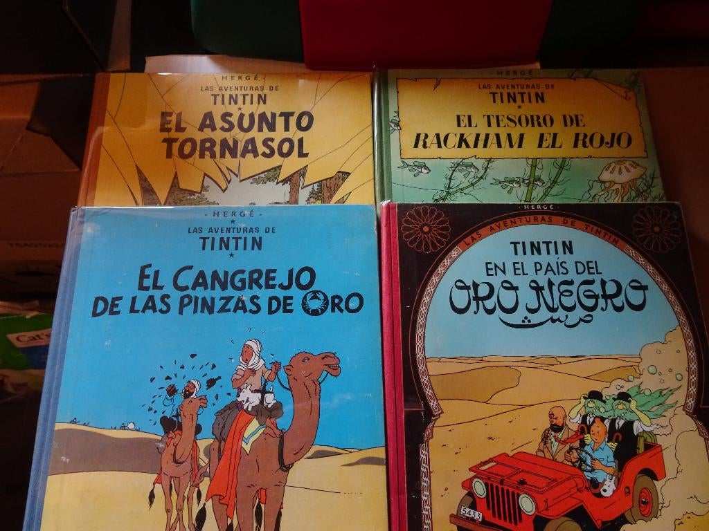 4 BD Tintin (Langue espagnole) - Hergé, Livres, BD, Utilisé, Plusieurs BD, Enlèvement ou Envoi