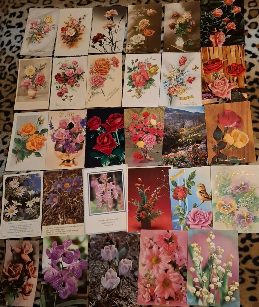Lot van 200 postkaarten thema bloemen, Ophalen of Verzenden, 1940 tot 1960, Gelopen, Natuur