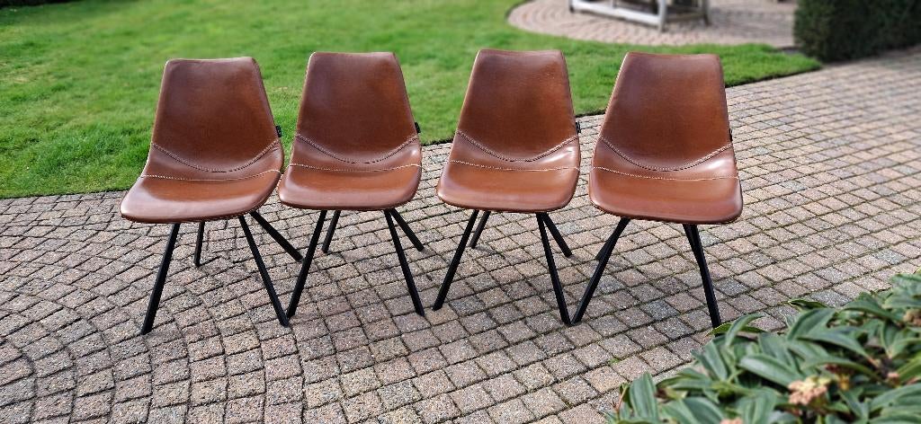 keukenstoel, Huis en Inrichting, Ophalen, Gebruikt, Bruin, Leer