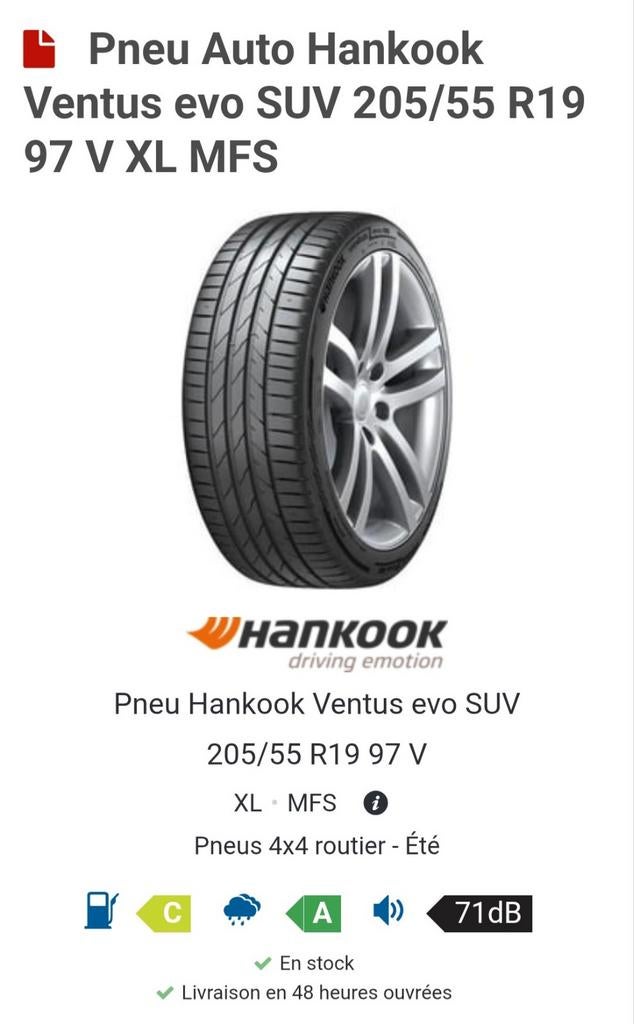 2 nieuwe banden Hankook ventus evo SUV 205/55/19 97V XL MFS, Ophalen, Band(en)