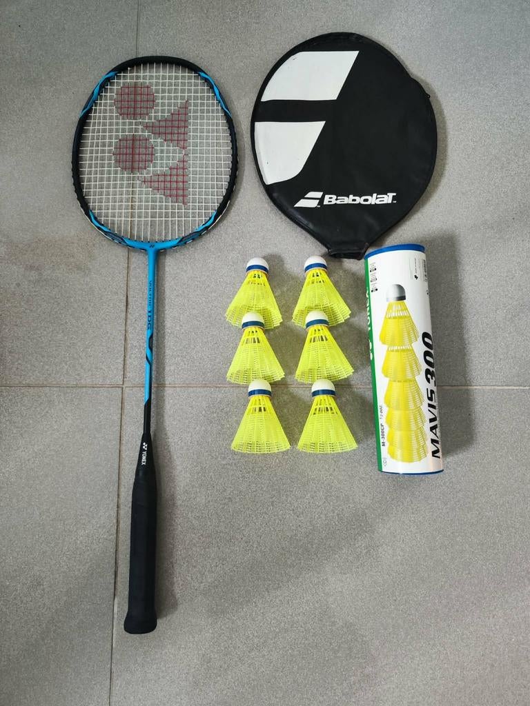 Badminton racket met pluimen, Sport en Fitness, Ophalen of Verzenden