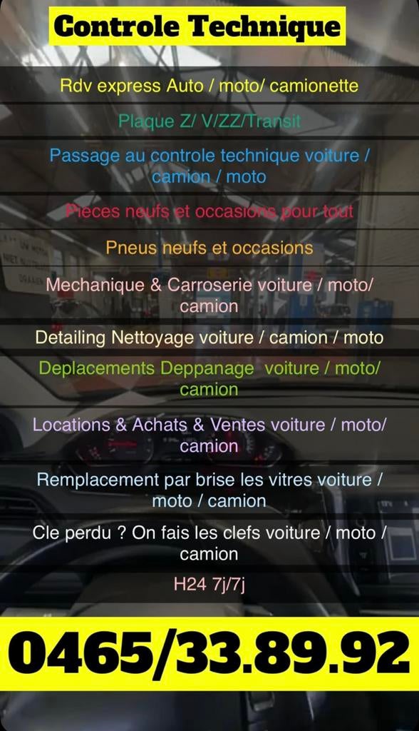 Controle technique / keuring , plaque z/v/zz platen, 33 - 40 heures, À partir de 3 ans, Freelance ou Intérim, Convient comme travail d'appoint
