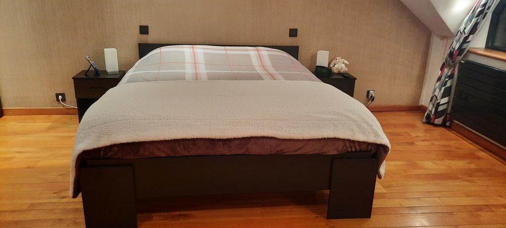 Chambre à coucher de couleur noire deux personnes, Maison & Meubles, Enlèvement, Deux personnes, 160 cm