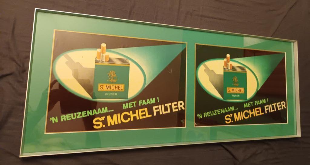 Vintage reclame St-Michel - kader, Ophalen of Verzenden, Zo goed als nieuw, Reclamebord