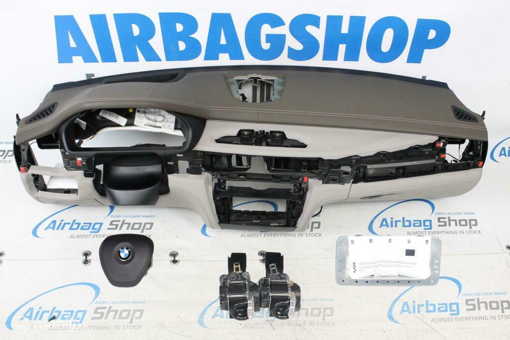 Airbag kit Tableau de bord brun/gris cuir BMW X5 F15, Enlèvement ou Envoi, Utilisé