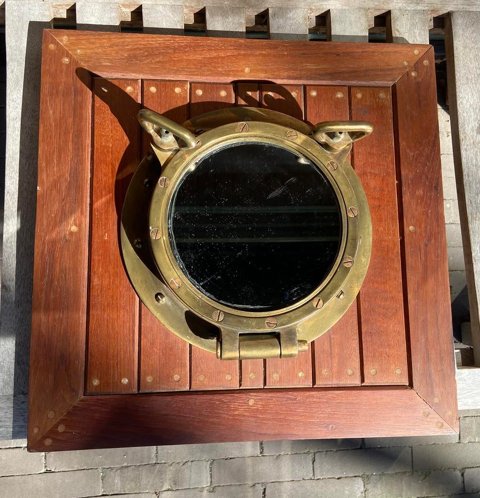 Oude patrijspoort spiegel, Ophalen, Vierkant, Minder dan 50 cm, Minder dan 100 cm