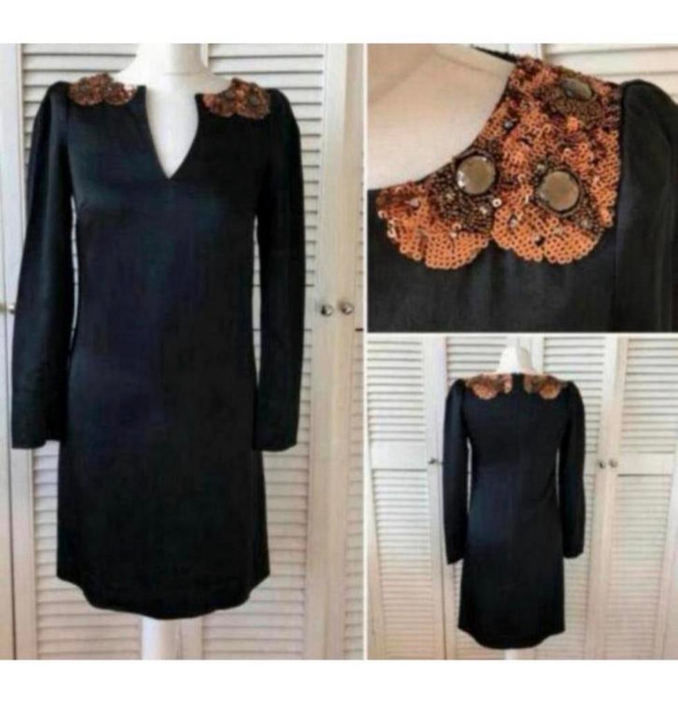 NIEUW Jurk Monsoon 38-M zwart bronze + schouder steentjes, Maat 38/40 (M), Zwart, Nieuw, Ophalen of Verzenden