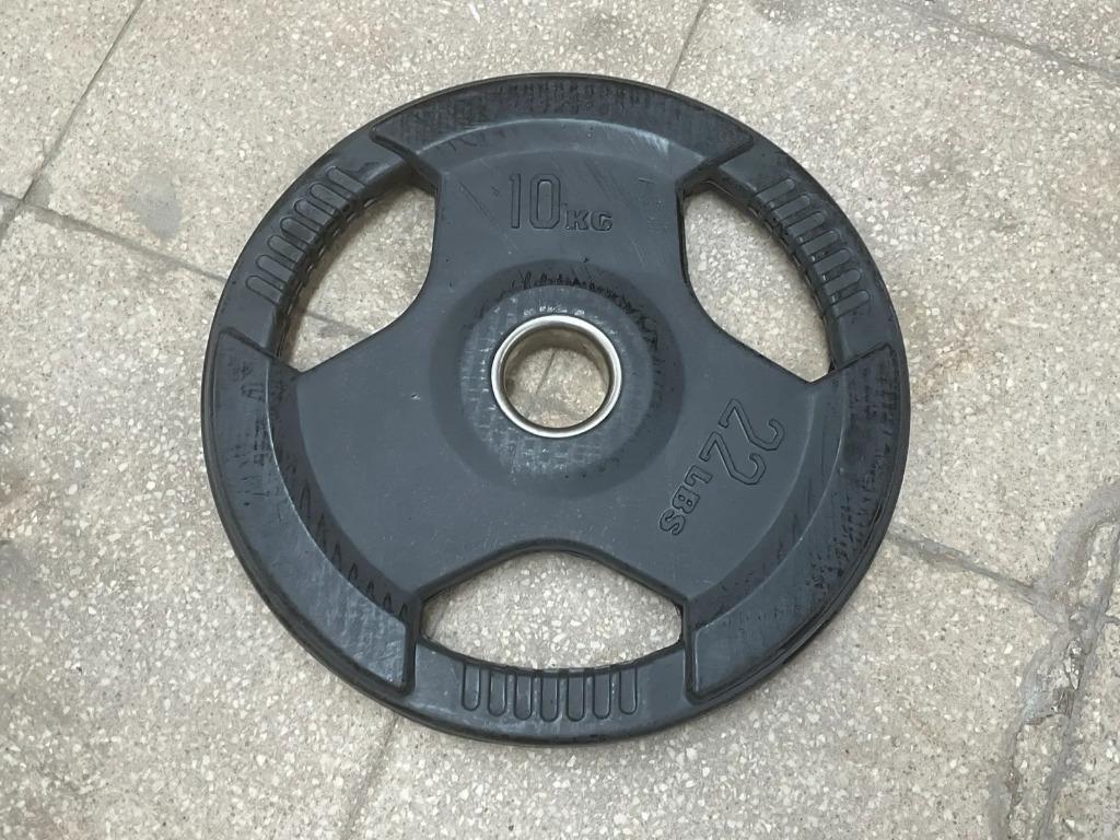 Rubber plated 50mm Halterschijf 10kg, Ophalen of Verzenden, Nieuw, Rug, Halterschijven