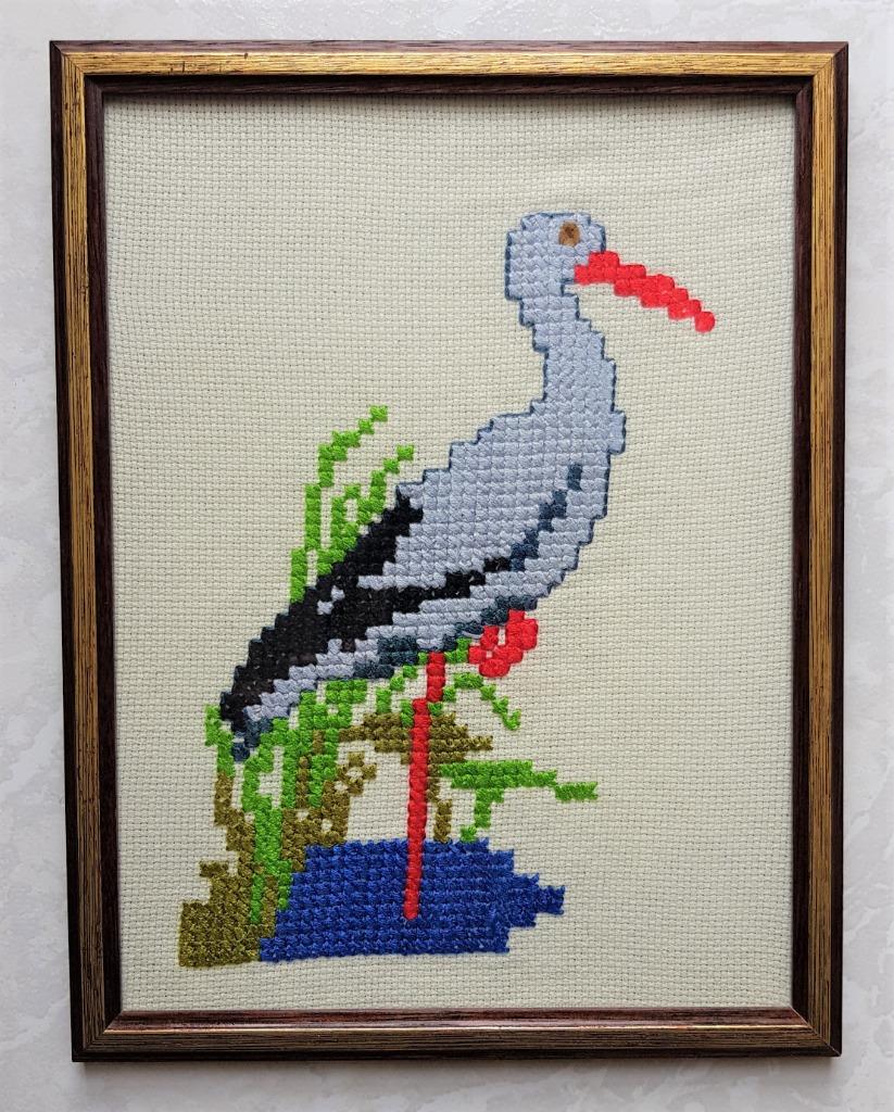 Borduurwerk onder glas en houten frame, Ophalen of Verzenden