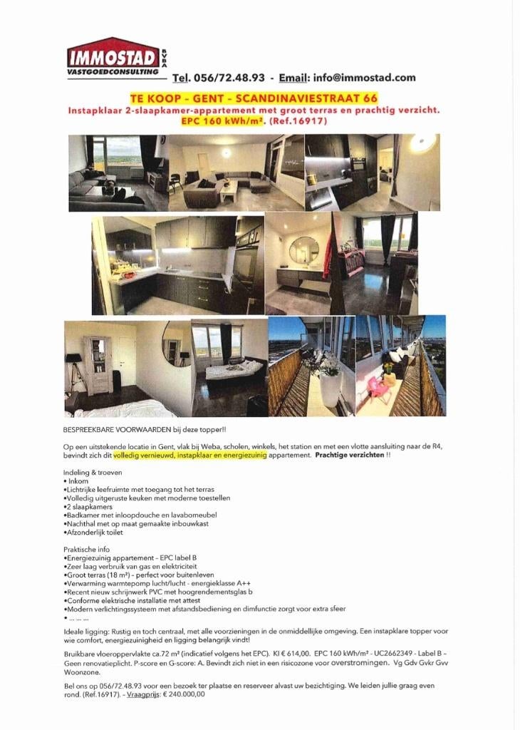 Appartement te koop, Immo, Tot 200 m², 72 m², 2 kamers, Appartement