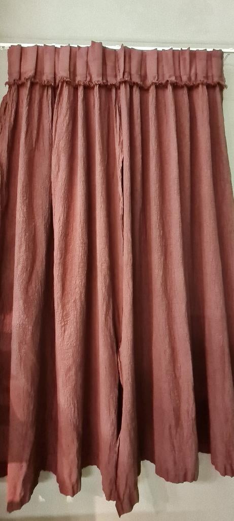 2 x longs rideaux 100 % lin lavables, Enlèvement ou Envoi, Autres couleurs, Comme neuf, 100 à 150 cm