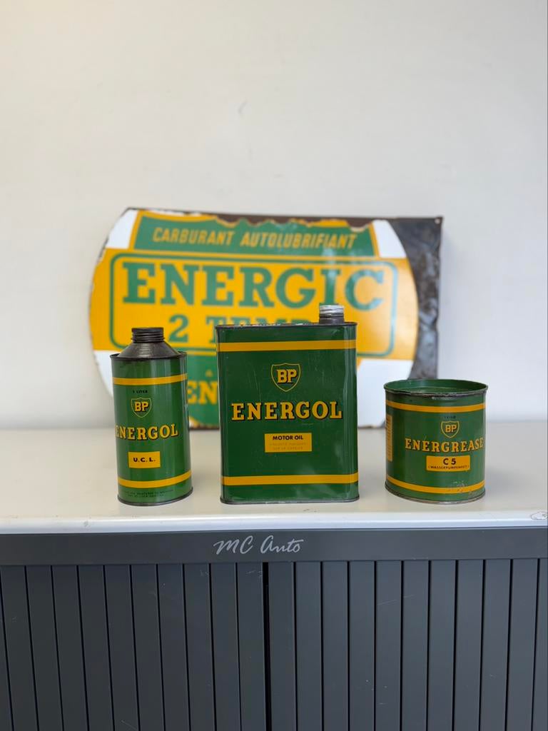 BP Energol oude olie blikken, Ophalen of Verzenden, Gebruikt, Verpakking