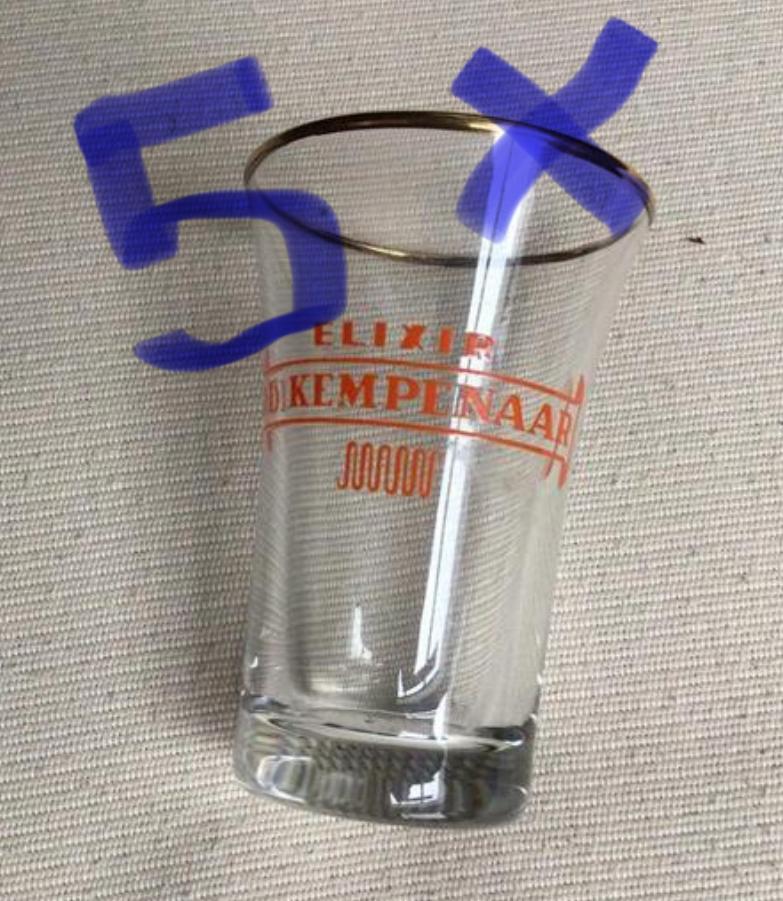 5 jeneverglaasjes Elixir De Kempenaar vintage buitenkans, Ophalen, Zo goed als nieuw