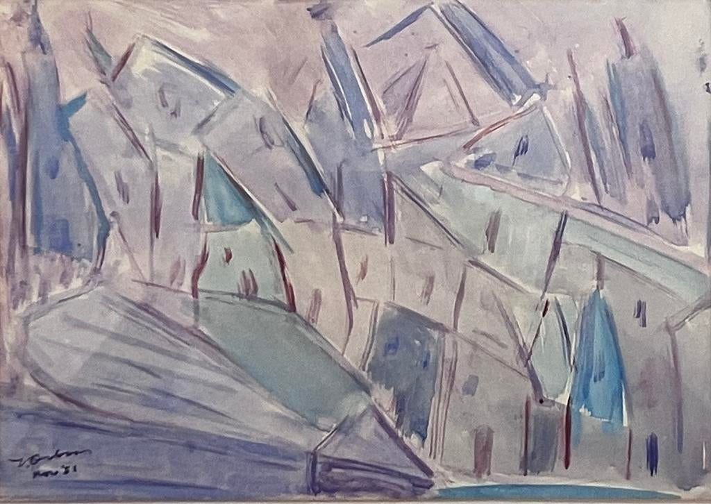 Aquarel op papier, onleesbaar gesigneerd, Antiek en Kunst, Ophalen of Verzenden