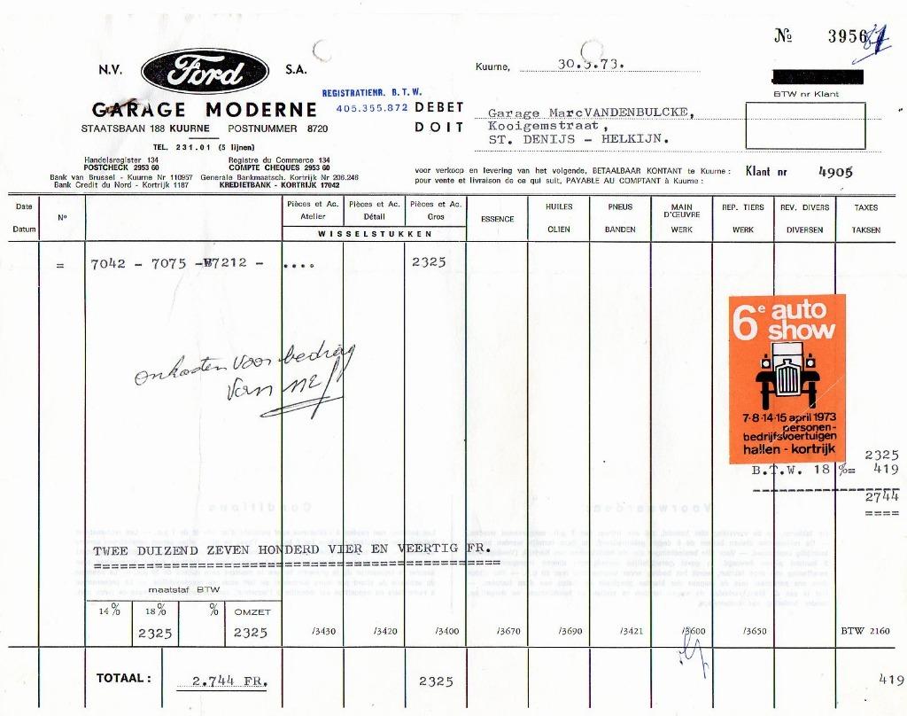 oude facturen Kuurne, Ophalen