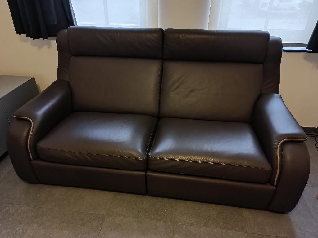 Lederen zetel (driezit en tweezit) in zeer goede staat, Comme neuf, Enlèvement, Cuir, Autres dimensions