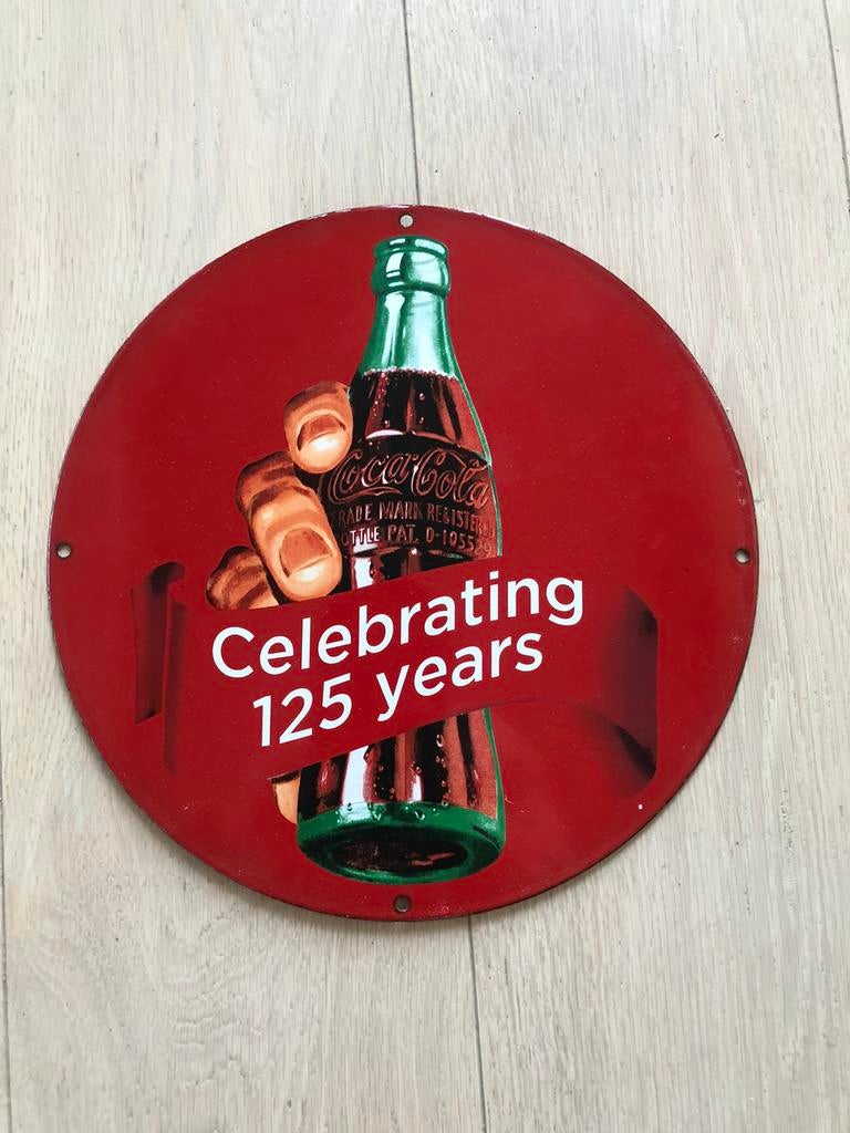 Panneau publicitaire en émail Coca-Cola., Collections, Enlèvement, Comme neuf, Panneau publicitaire