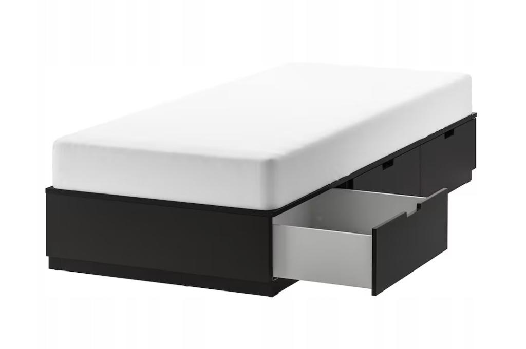 Lit 90x200 noir Nordli (ikea), Maison & Meubles, 90 cm, Moderne à lattes, Enlèvement, 200 cm