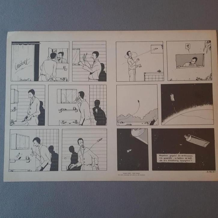 JAN BOSSCHAERT circa 1980: "INCIDENT"STRIP-POSTER*Ltd.Ed., Europa, Nieuw, JAN BOSSCHAERT, Ophalen