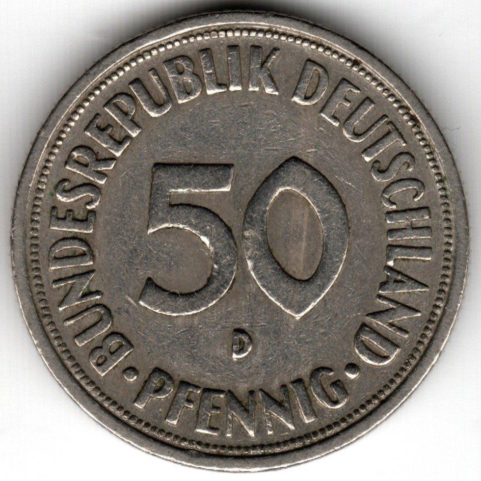 Allemagne : 50 Pfennig 1950 D Munich KM #109 .1 Ref 16419, Enlèvement ou Envoi, Allemagne, Monnaie en vrac
