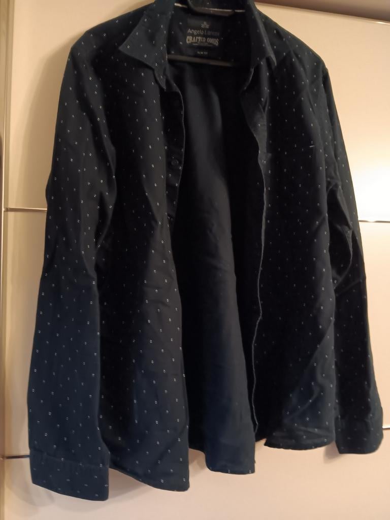 Overhemd zwart met witte vogeltjes xl Angelo Litrico nr23, Kleding | Heren, Overhemden, Ophalen of Verzenden, Zo goed als nieuw