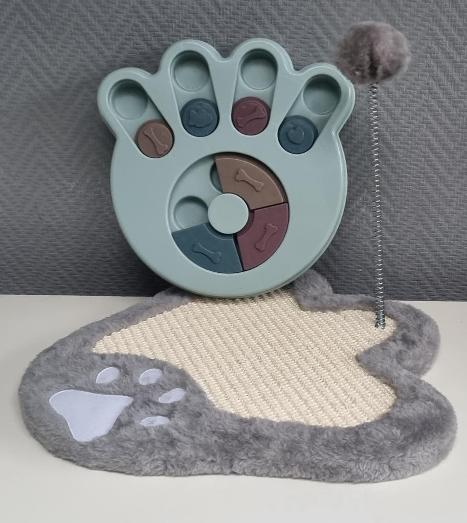 Pack jeu & bien-être: griffoir+puzzle interactif, Animaux & Accessoires, Enlèvement, Comme neuf, Jouets intelligents