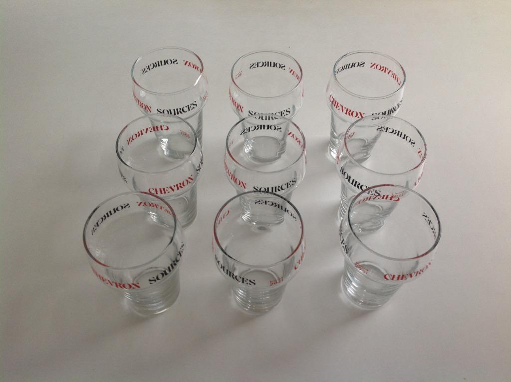 9 verres à limonade vintage Chevron Sources, Collections, Enlèvement, Comme neuf, Verre à soda
