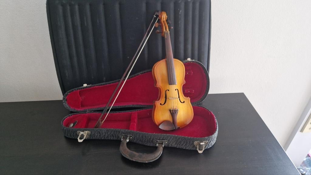 Miniatuur viool (23 cm) met boog en kist, perfecte staat, Muziek en Instrumenten, Strijkinstrumenten | Violen en Altviolen, Ophalen of Verzenden