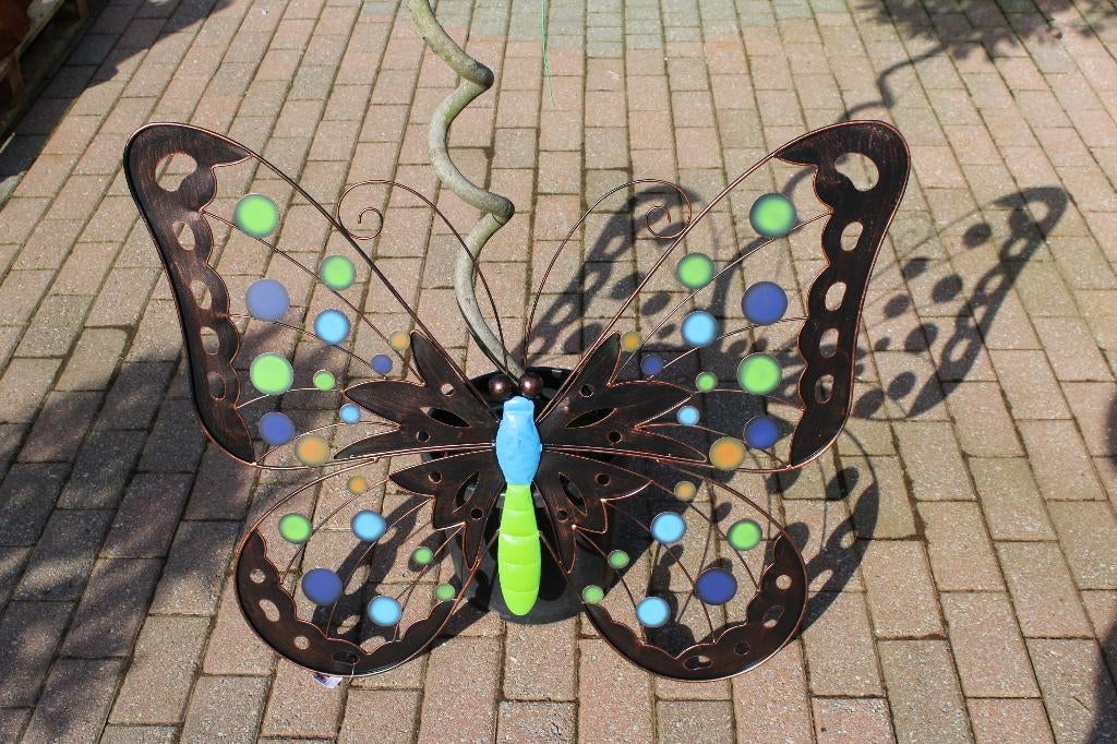 XXL vlindermuurschildering in smeedijzeren kleuren., Tuin en Terras, Tuinwanddecoratie, Ophalen of Verzenden, Nieuw