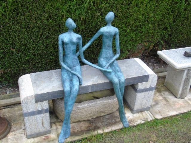 statue couple art moderne en bronze , taille XXL., Jardin & Terrasse, Enlèvement, Neuf